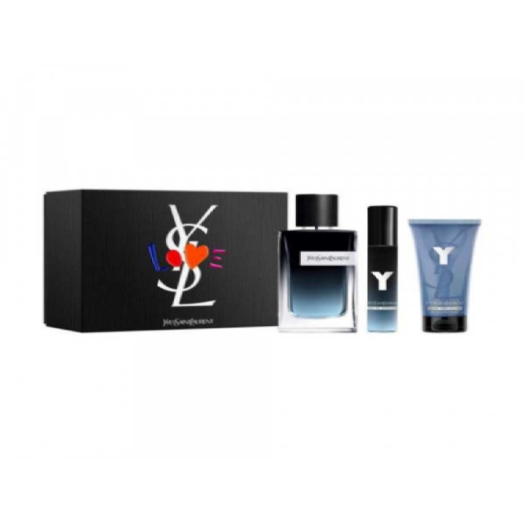 Gift Set Yves Saint Laurent Y Eau de Parfum 3pcs ( EDP 100ml & EDP 10ml & After Shave Balm 50ml ) (YSL)