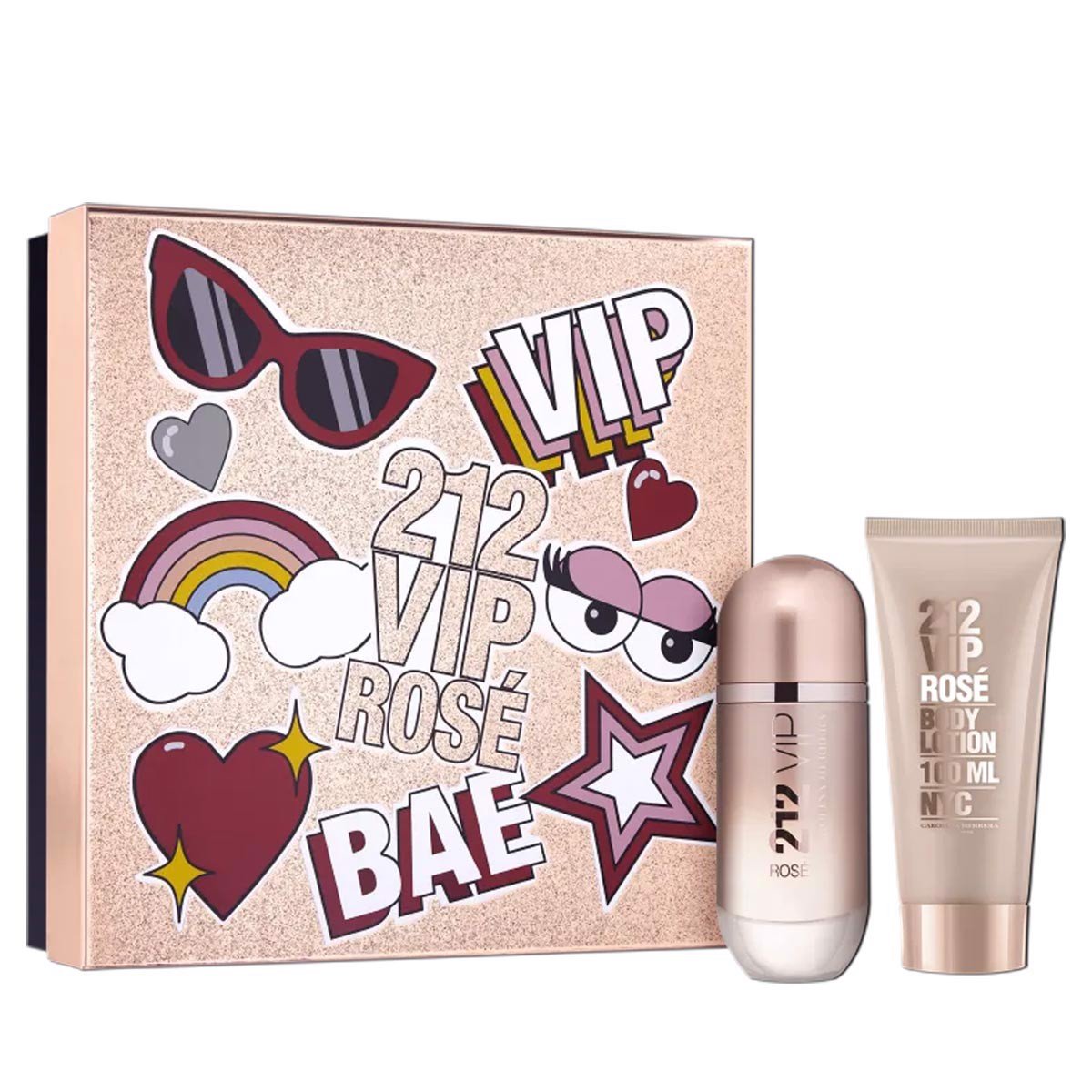 Gift Set 212 VIP Rose 2pcs ( EDP 80ml & Lotion Dưỡng Da 100ml )