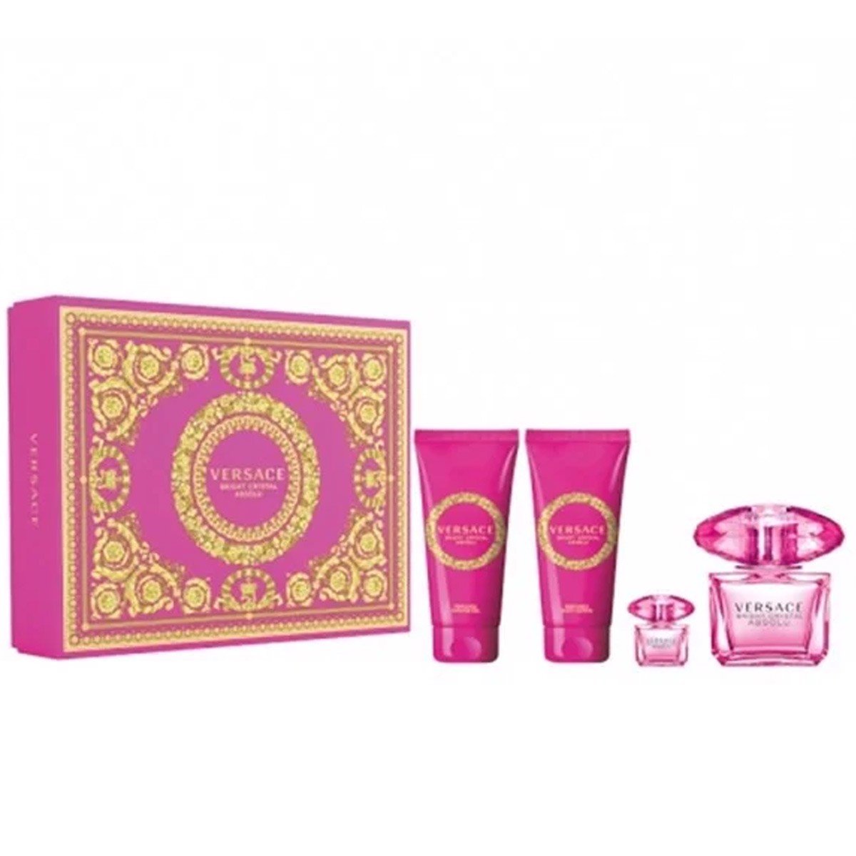 Gift Set Versace Bright Crystal Absolu 4pcs ( EDP 100ml & EDP 5ml & Shower Gel 100ml & Body Lotion 100ml )