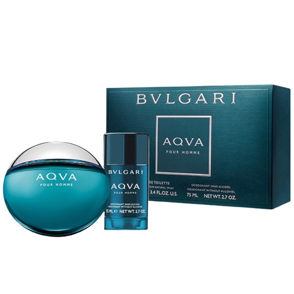 Gift Set Bvlgari Aqva Pour Homme 2pcs (EDT 100ml & Lăn Khử Mùi 75ml)