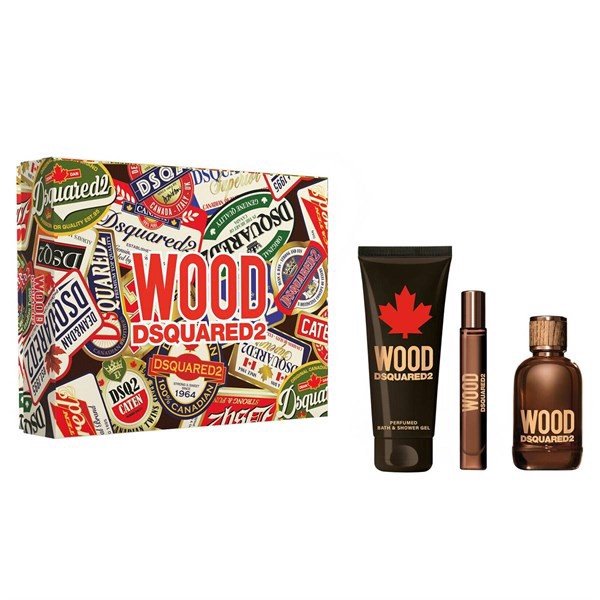 Gift Set Dsquared2 Wood For Him 3pcs ( EDT 100ml & EDT 10ml & SG 150ml )