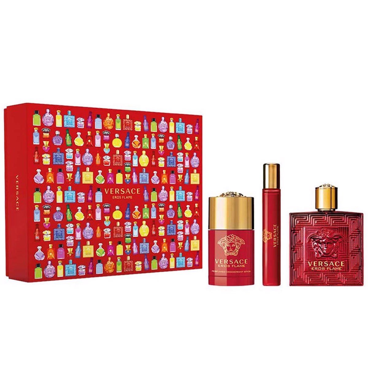 Versace Eros Flame 3pcs - Spring Set 2021 ( EDP 100ml & EDP 10ml & Lăn khử mùi 75ml )